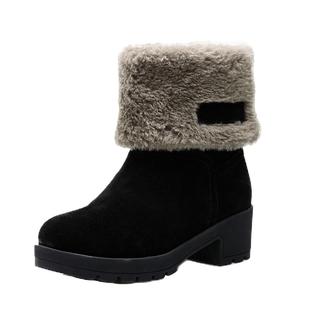 雪地靴女款皮毛一体2025秋冬款保暖加绒加厚真皮短靴羊毛棉鞋圆头