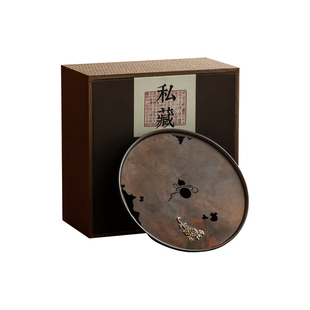 手工纯铜镶银茶盘高档紫铜壶承家用储水式干泡台复古养壶托盘茶海