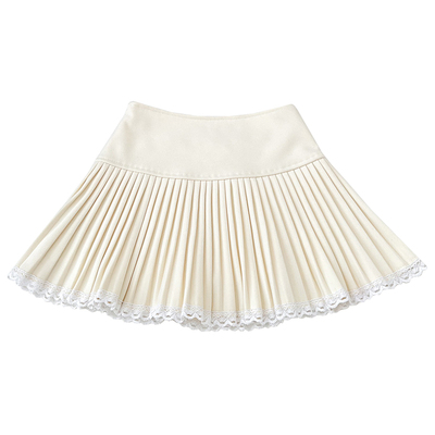 蕾丝边毛呢高腰显瘦半身裙