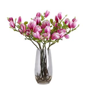 高档3D手感仿真玉兰花束客厅餐桌假花摆件家具装饰单支花瓶插花假