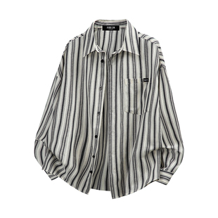 it：fivecm条纹长袖衬衫男士春夏季潮牌防晒通勤外套简约休闲上衣