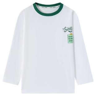 小象汉姆童装儿童长袖T恤白色速干T儿童打底衫2025新款秋装上衣