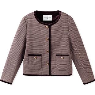巴拉巴拉童装儿童外套女童春装中大童上衣千鸟格提花时尚洋气潮