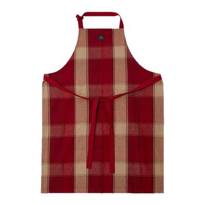 Lexington棉麻红沙格纹长方形桌布家用桌骑方形白色绣花餐巾围裙