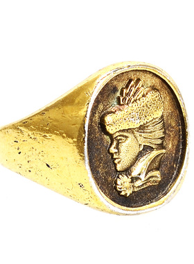 首饰西洋古董女士浮雕印章戒指