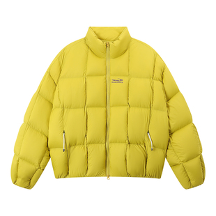 江南先生NewJNXS哑光格纹绗缝90白鸭绒羽绒服立领油墨印花面包服