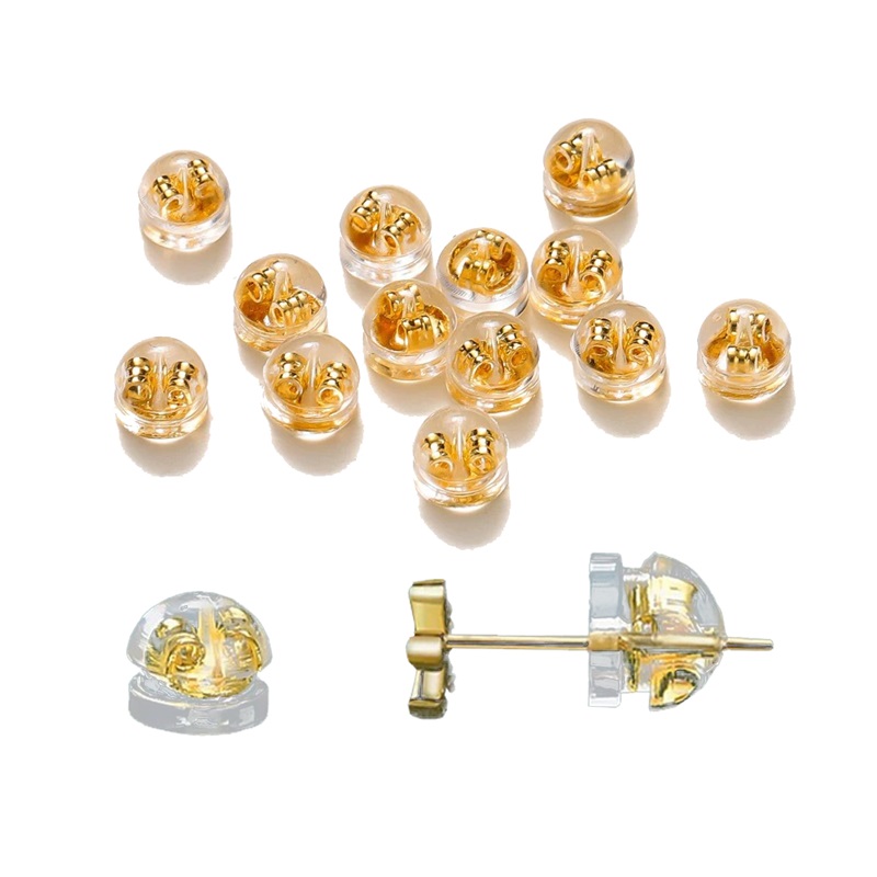 汉堡耳堵高级18k包金耳堵防掉耳钉堵耳环塞子耳钉冒后塞硅胶耳塞