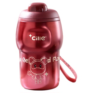 希乐星际熊安可拉红咖啡杯保温杯女士新年新婚轻奢礼物本命年红色