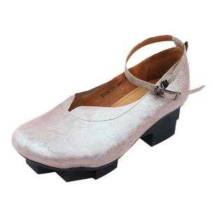 相伴真皮国风新款鞋子厚底单鞋中式红色软底民族风41-42女鞋