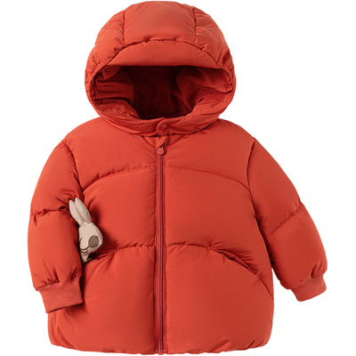 巴拉巴拉儿童羽绒服婴儿宝宝红色中长款加厚外套冬季鹅绒男童女童