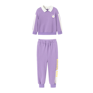 女童运动套装2022秋季新款洋气紫色儿童休闲卫衣裤子网红两件套潮