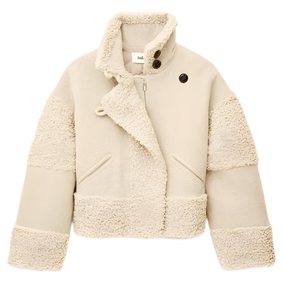 【季末终折】bash冬季仿皮草羊毛混纺机车风毛绒大衣外套1H25FLEE