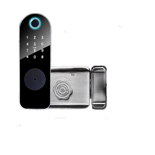 指纹锁家用防盗门老式铁闸农村电子锁防水密码刷卡遥控智能电控锁