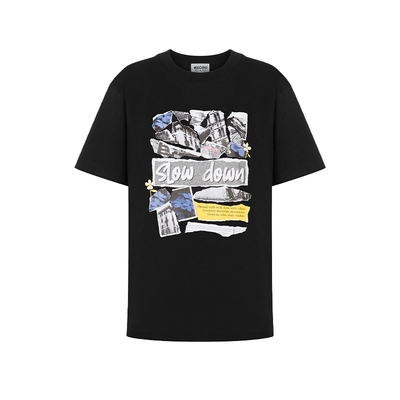 【礼物低至5折】M05CH1N0 JEANS 25早春 女士朋克图案棉质针织T恤