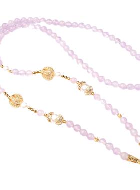 泰国18K金镀S925银天然粉水晶佛牌链佛牌绳吊坠绳项链唐卡文玩绳