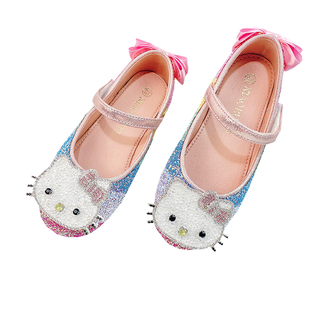 女童豆豆鞋春秋新款2026爆款软底洋气春款鞋子夏季皮鞋公主水晶鞋