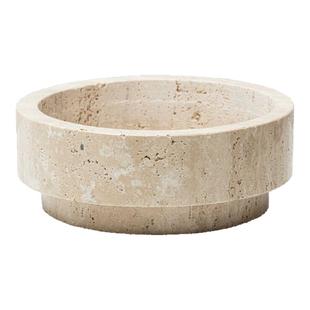 侘寂风大理石黄洞石花瓶碗盆托盘客厅样板房台面收纳展示装饰摆件