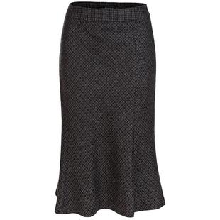 名师路格子包臀半身裙冬季新款羊毛呢鱼尾裙优雅淑女中裙修身通勤