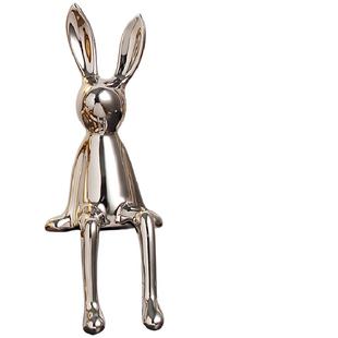 创意坐姿长耳兔子玄关摆件高档轻奢客厅电视柜装饰品桌面家居摆设