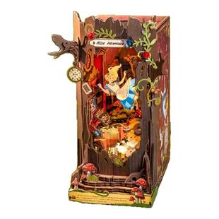 rolife若来爱丽丝坠落奇境拼装书立手工拼插积木模型diy儿童礼物