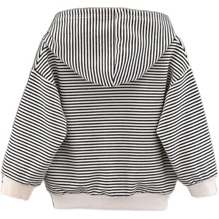 男童卫衣春秋2024新款小童春季外套宝宝条纹儿童连帽上衣春装薄款