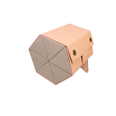 粉色多格眼镜盒折叠多联盒可挂式收纳盒首饰礼品盒PU多功能眼镜盒