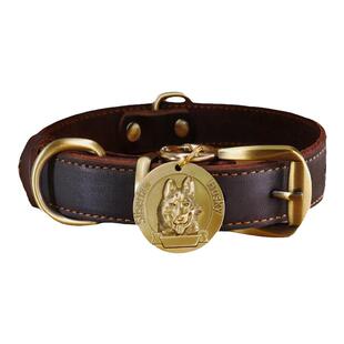 真皮狗狗项圈定制狗牌铃铛刻字铜牌防丢小中大型犬宠物吊牌狗脖圈