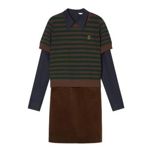 【真两件】PSALTER诗篇条纹叠穿复古学院风连衣裙2025款