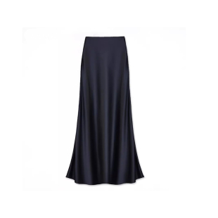 大码黑色侧开叉醋酸绸缎半身裙女胖妹妹高腰mm显瘦弹力垂感鱼尾裙