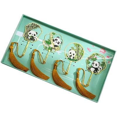 中国风可爱卡通熊猫文创小礼物奖励学生 精美国潮金属镂空书签高档精致礼盒装送老师学生纪念品礼物定制刻字