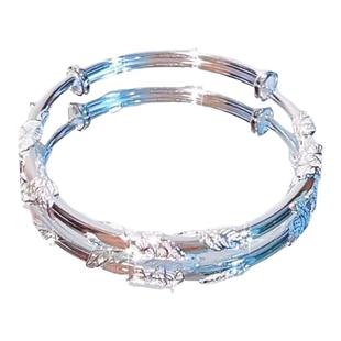 正品999繁花似锦手镯女士闭口银镯子送女友送妈妈母亲节生日礼物