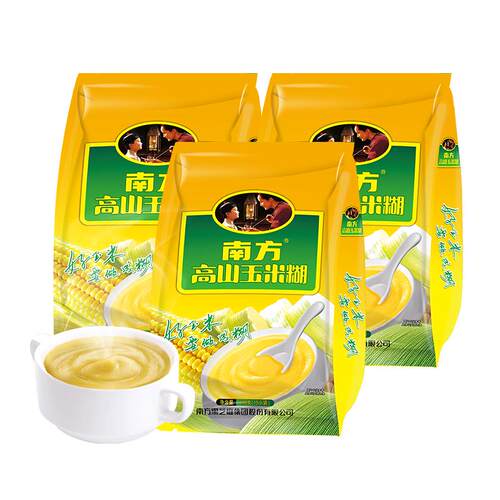 南方含糖/未加糖高山玉米糊粥粉面速食粥粉早餐粥杂粮粗粮600g*3