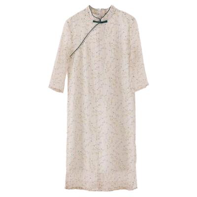 棉叙中式复古旗袍裙改良连衣裙