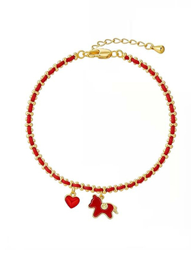 中式红色爱心小马编织红绳手链女2026新款轻奢小众高级送妈妈礼物