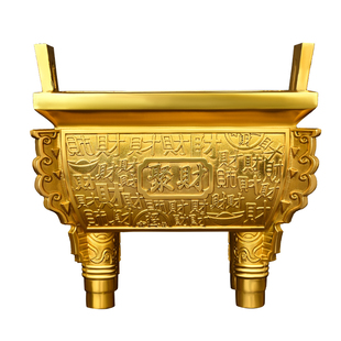 纯黄铜聚财鼎铜鼎四方鼎元宝鼎客厅桌面中式装饰公司店铺开业礼品