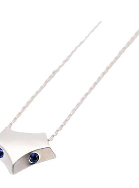 S925纯银狐狸项链小清新绿色锆石