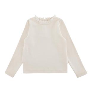 幼悠 女童抓毛起绒花边领打底衫2025冬季弹软无压亲肤柔软蕾丝T恤