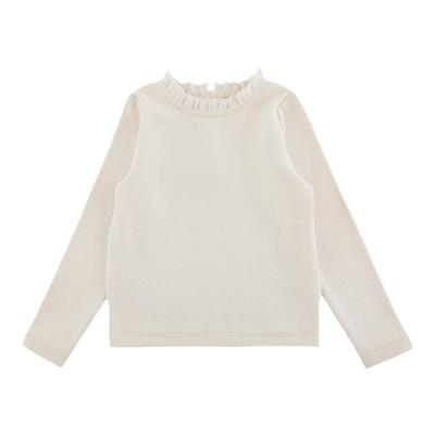 幼悠 女童抓毛起绒花边领打底衫2025冬季弹软无压亲肤柔软蕾丝T恤