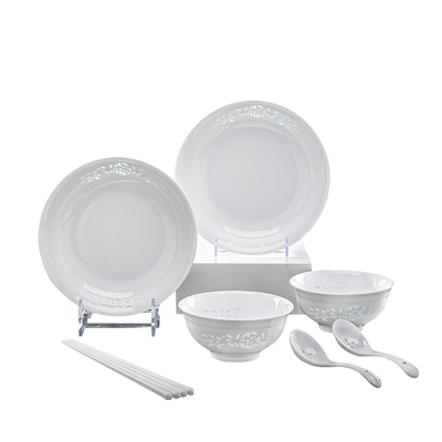 正宗景德镇高白瓷玲珑瓷餐具套装