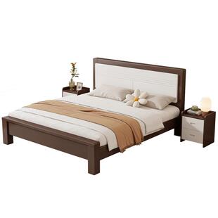 实木床现代简约1.5米双人床家用2024新款1m8大床出租房用单人床架