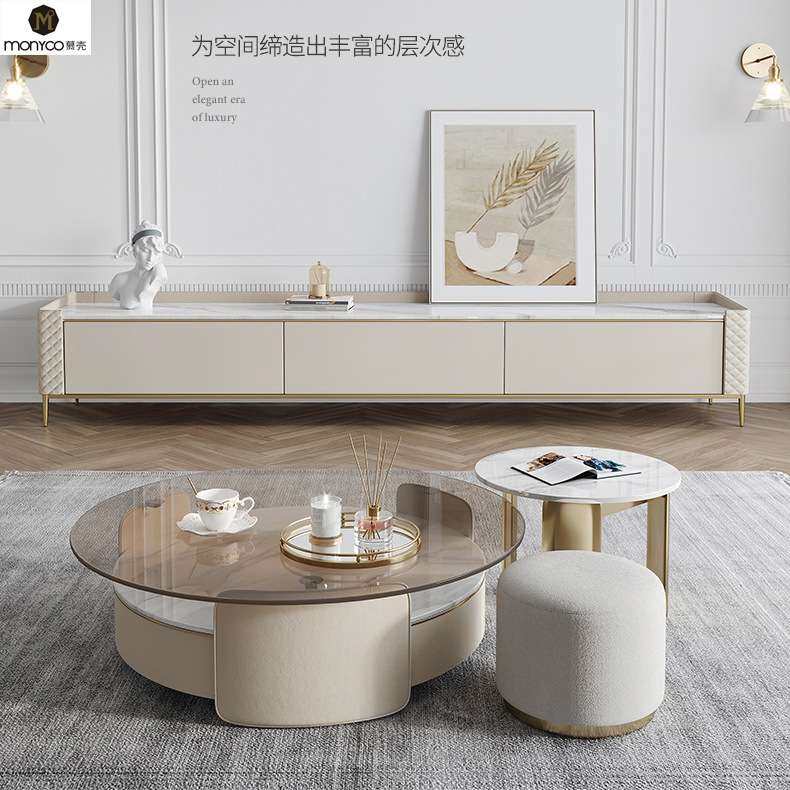 意式轻奢大理石烤漆电视柜茶几组合网红后现代简约小户型地柜,住宅家具,茶几+电视柜,淘宝优惠券,粉丝福利购,淘宝优惠卷