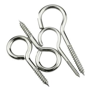 镀镍羊眼圈自攻螺丝钉 挂钩吊环铁钩子 羊眼木螺丝铁问号羊角钩