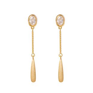 《丽贝卡》复古设计感简约大气百搭日常拉丝水滴纯银耳钉耳环女