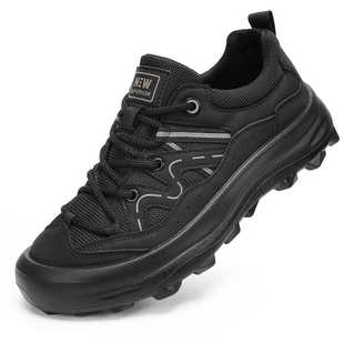 男鞋透气防滑软底轻便运动休闲鞋圆头舒适系带网面鞋2026新款鞋子