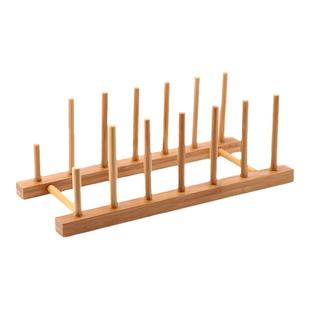 多功能碗盘子收纳架托家用厨房竹木陈列展示置物架碗碟餐盘沥水架