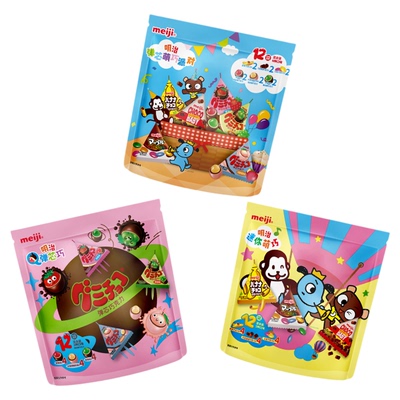 meiji明治小糖果巧克力橡皮糖96g三角包混合装万圣节糖果大袋分享