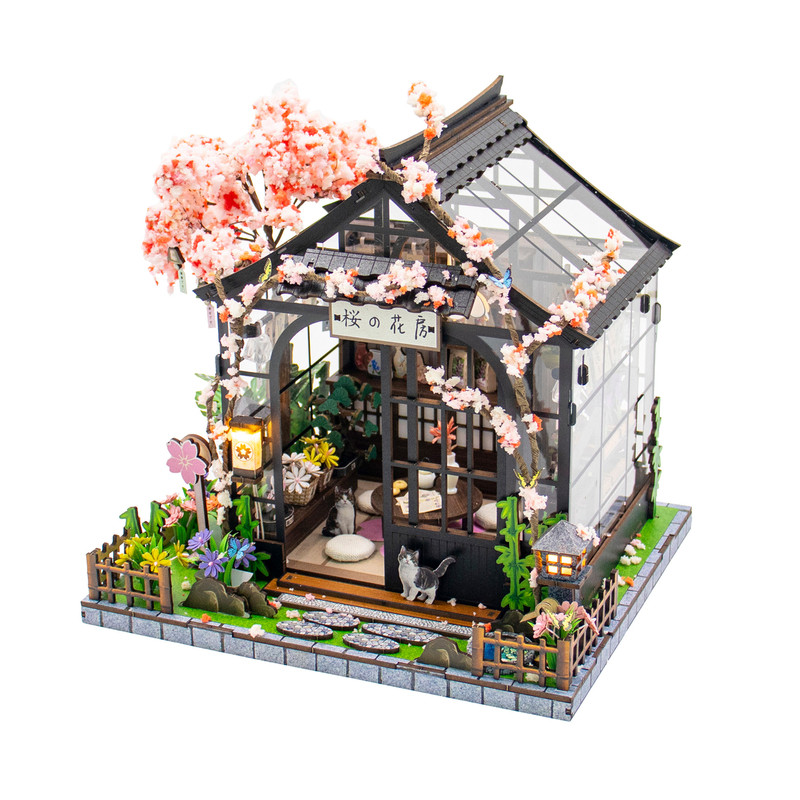 diy小屋春野樱语温室手工木质房子场景建筑模型拼装送生日礼物女