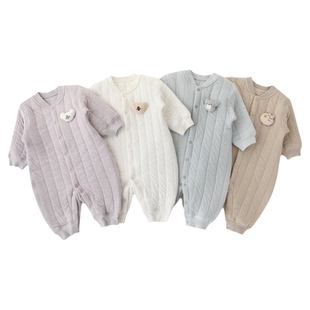 连体衣婴儿秋冬夹棉保暖新生儿哈衣爬服6个月冬天小月龄宝宝衣服