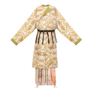 花朝记｜花间灵玑孔雀｜唐制汉服圆领袍灯笼裤撞色定织妆花传统风