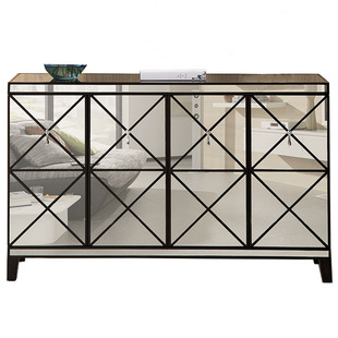 欧式超薄鞋柜轻奢餐边柜镜面隔断柜新古典后现代玄关柜客厅储物柜